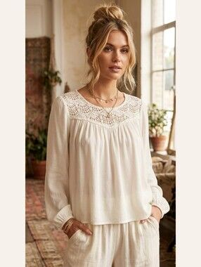 Lace Sweetheart Boho Blouse